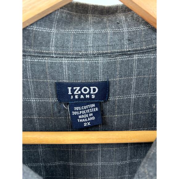 Izod Men’s Gray Plaid Button-Down Shirt - 2XL Long Sleeve - Picture 6 of 6